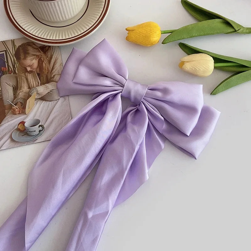 Fiyun Elegant Satin Hair Clip - Large Ribbon