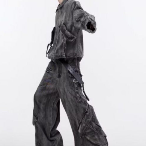 Al-Qamar Ensemble Denim Vintage Set