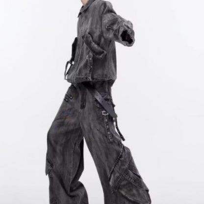 Al-Qamar Ensemble Denim Vintage Set
