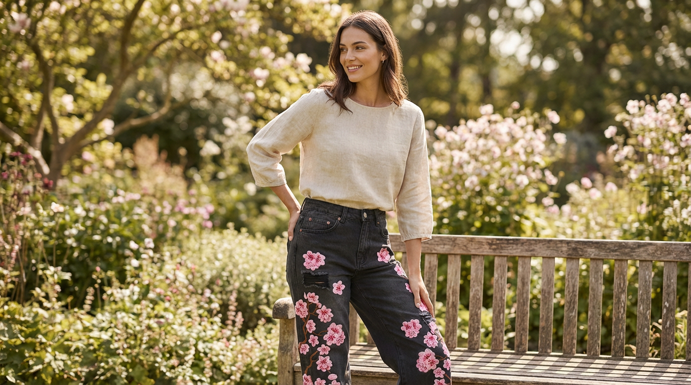 Sirwal Mutarraz Embroidered Denim