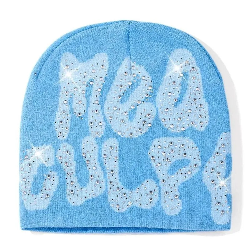 Qub'a Beanie Mea Culpa Rhinestone (Limited Edition) - Y2K Hip Hop
