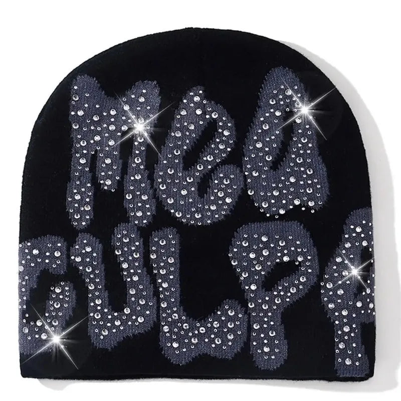 Qub'a Beanie Mea Culpa Rhinestone (Limited Edition) - Y2K Hip Hop