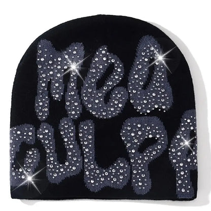 Qub'a Beanie Mea Culpa Rhinestone (Limited Edition) - Y2K Hip Hop