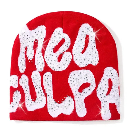 Qub'a Beanie Mea Culpa Rhinestone (Limited Edition) - Y2K Hip Hop