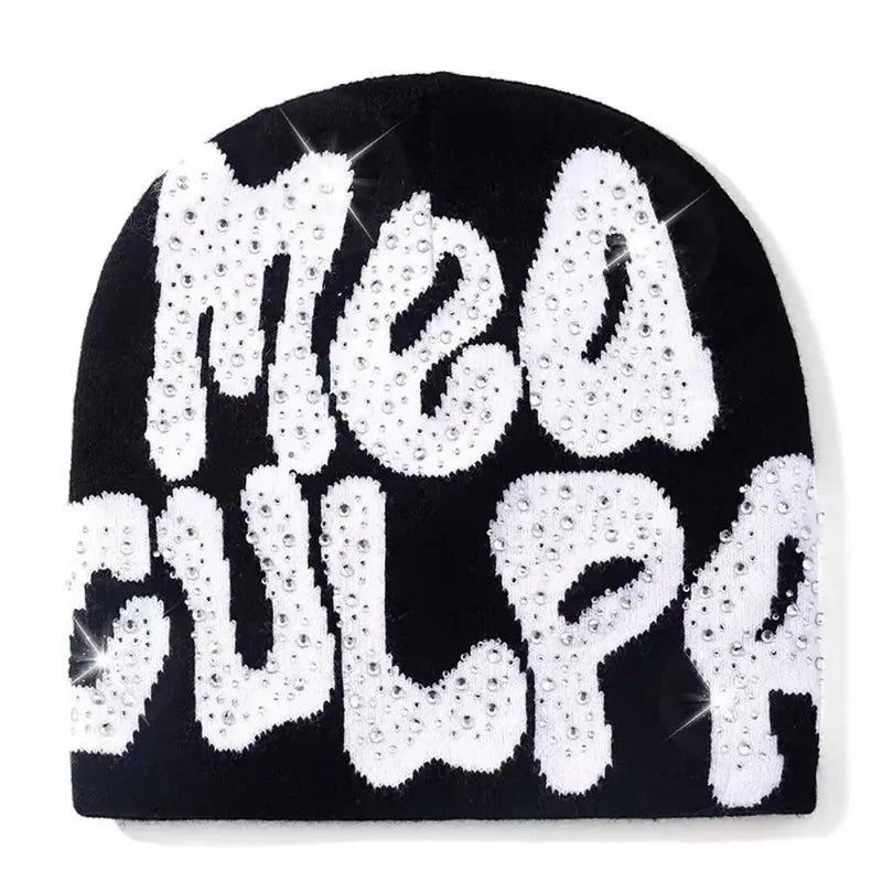Qub'a Beanie Mea Culpa Rhinestone (Limited Edition) - Y2K Hip Hop