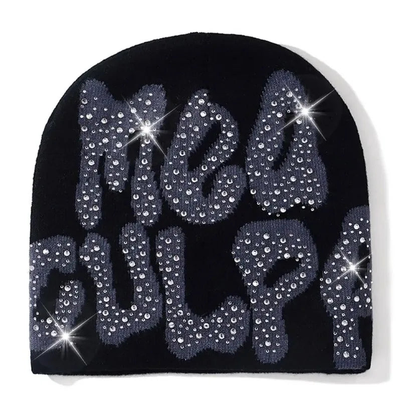 Qub'a Beanie Mea Culpa Rhinestone (Limited Edition) - Y2K Hip Hop
