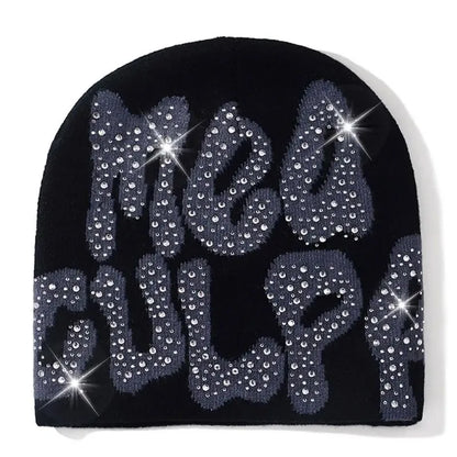 Qub'a Beanie Mea Culpa Rhinestone (Limited Edition) - Y2K Hip Hop
