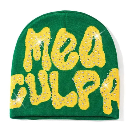 Qub'a Beanie Mea Culpa Rhinestone (Limited Edition) - Y2K Hip Hop