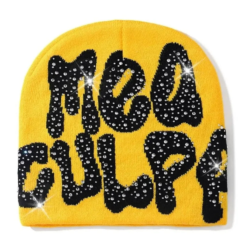 Qub'a Beanie Mea Culpa Rhinestone (Limited Edition) - Y2K Hip Hop