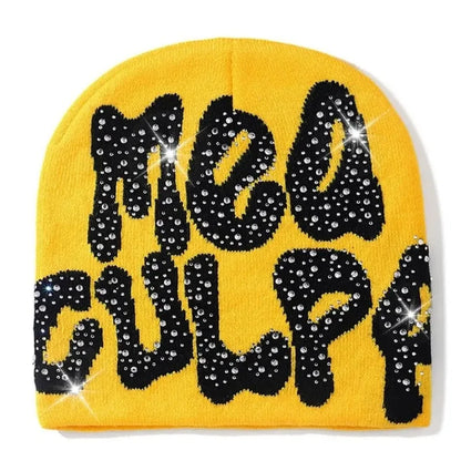 Qub'a Beanie Mea Culpa Rhinestone (Limited Edition) - Y2K Hip Hop