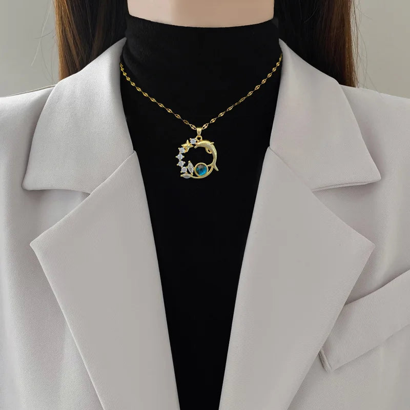 Najm wa Qamar (Star & Moon) Y2K Necklace