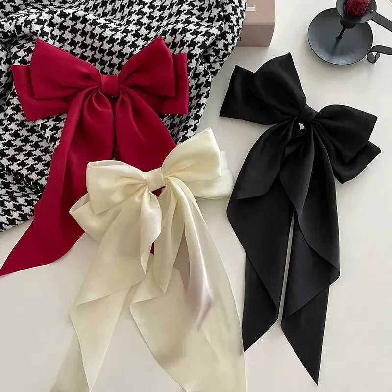 Fiyun Elegant Satin Hair Clip - Large Ribbon