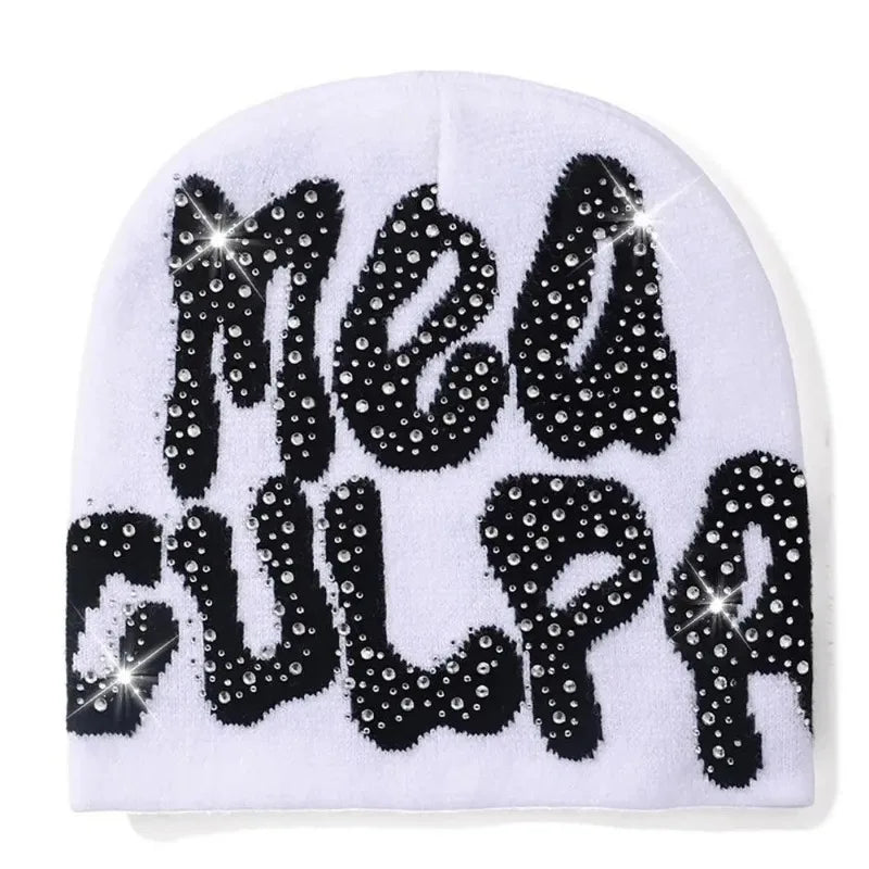 Qub'a Beanie Mea Culpa Rhinestone (Limited Edition) - Y2K Hip Hop