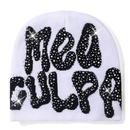 Qub'a Beanie Mea Culpa Rhinestone (Limited Edition) - Y2K Hip Hop