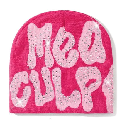 Qub'a Beanie Mea Culpa Rhinestone (Limited Edition) - Y2K Hip Hop