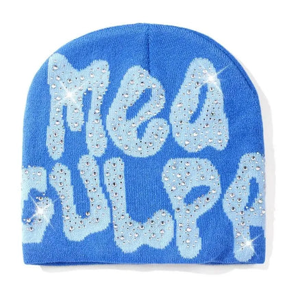 Qub'a Beanie Mea Culpa Rhinestone (Limited Edition) - Y2K Hip Hop