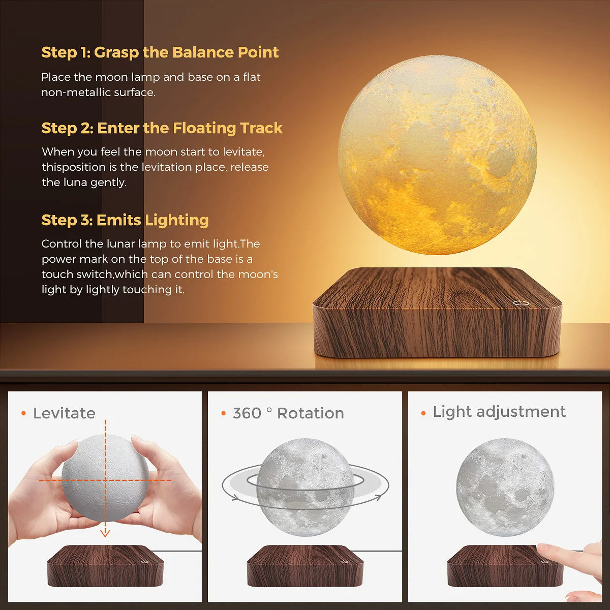Qamar Floating Magnetic Lamp - 3D LED