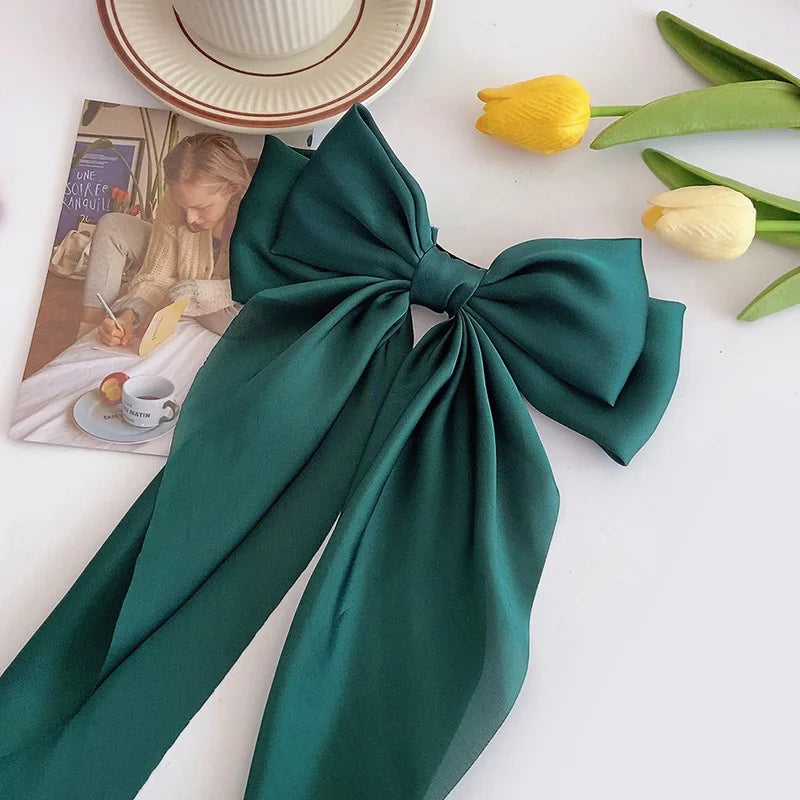Fiyun Elegant Satin Hair Clip - Large Ribbon