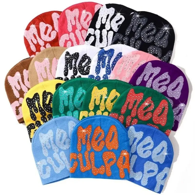 Qub'a Beanie Mea Culpa Rhinestone (Limited Edition) - Y2K Hip Hop