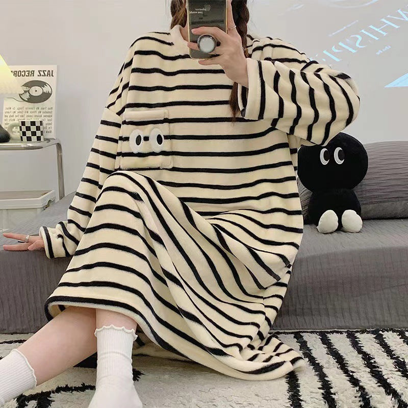 Layla Dreams Striped Flannel Nightgown